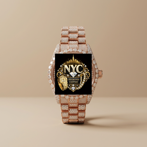 Montre mécanique de luxe pour homme en or rose, style antique, sertie de moissanite VVS, analogique, en acier inoxydable, verre, fournisseur indien direct - Product Image 1