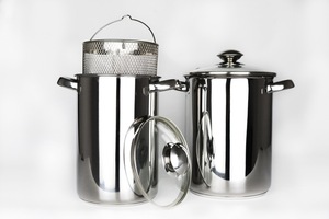 Pot de cuisson péruvien en acier inoxydable, avec panier en maille - Product Image 4