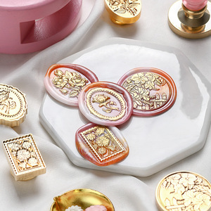 Suidis Tampons à cire de sceau en laiton irréguliers, Série Motifs Floraux, pour la décoration et la cire à cacheter - Product Image 1
