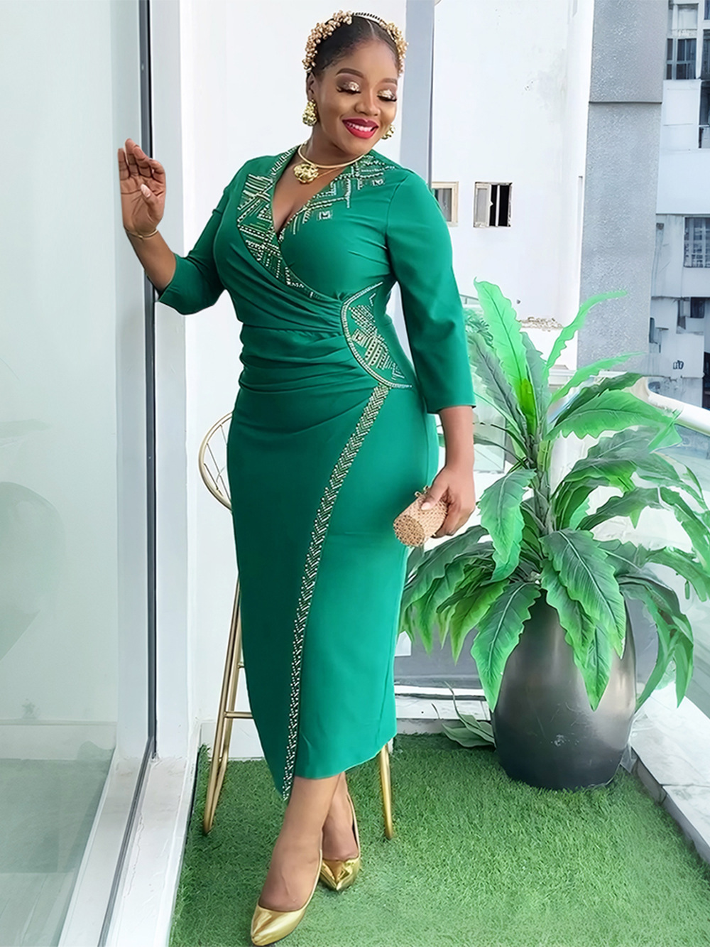 Wholesale Luxury Plus ize Party Beaded Rhinestone Evening Dress Africa Church Dresses for Women,2 Pieces Wholesale Luxury Plus ize Party Beaded Rhinestone Evening Dress Africa Church Dresses for Women,2 Pieces