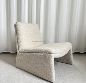Divano moderno in legno mobili soggiorno tessuto semplice morbido e confortevole morbido per il tempo libero divano singolo in lana d'agnello - Product Image 2