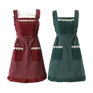 RUIHENG Textile Modern Design Colorful Striped Checked Lace Cotton Waterproof Sleeveless Apron
