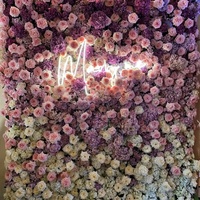 Panneau mural à fleurs roses 3D Décoration de mariage Toile de fond murale florale Vase à fleurs Toile de fond Roll up Mur de fleurs roses en soie blanche