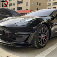 Pour Tesla modèle 3 accessoires de pare-chocs avant en Fiber de carbone humide lampe antibrouillard couteau à vent Installation parfaite