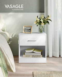 VASAGLE Mesita de Noche Moderna Minimalista en Oferta, Mesa Auxiliar Blanca con Cajón - Product Image 2