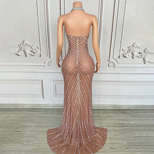 Novance Y4589 fornitori Dropshipping argento strass eleganti abiti lunghi da ballo Sexy con spacco alto abito da donna - Product Image 6