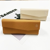 Étui rigide pliable rectangulaire en cuir pour lunettes de soleil, boîte de rangement portable pour lunettes avec emballage de marque et logo personnalisé