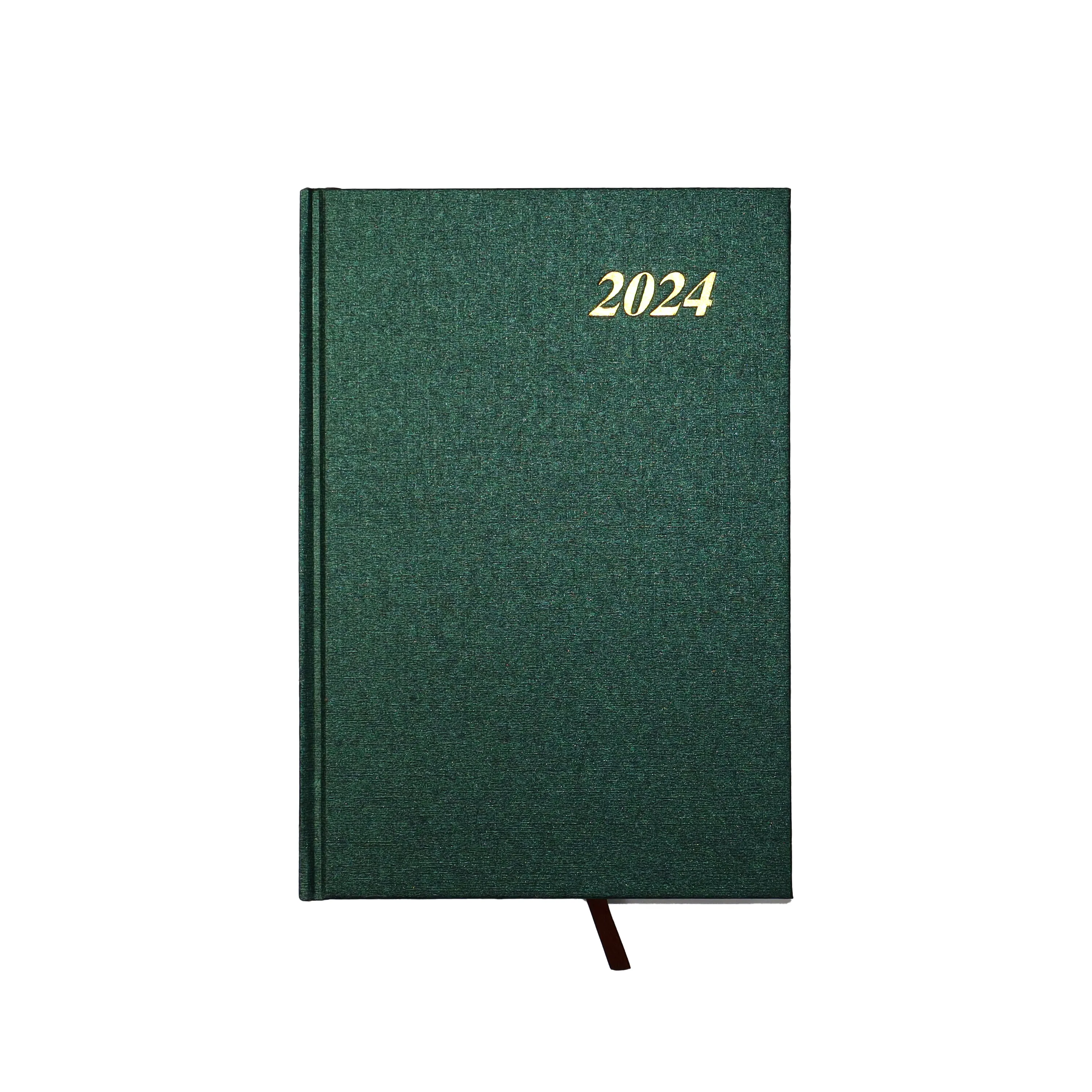 Nuovo Design Daily Planner Dated Journal 2024 Foil Stamp Green Hardcover Notebook