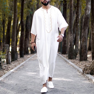 Nouvelle robe thobe pour hommes musulmans 2025, chemise à manches longues, broderie, <span class=keywords><strong>agbada</strong></span>, boubou, tenue traditionnelle africaine - Product Image 4