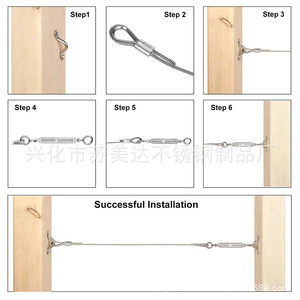 Kit de garde-corps en câble d'acier inoxydable avec tendeurs et clips pour garde-corps de sécurité extérieurs - Product Image 5