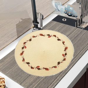 Asian Zen Style Handmade Woven Round Fringe Placemats 32cm Eco Friendly PP <b>Plastic</b> 1cm Thick Yichuan Brand <b>Table</b> <b>Mats</b> EM38 Woven - Product Image 6
