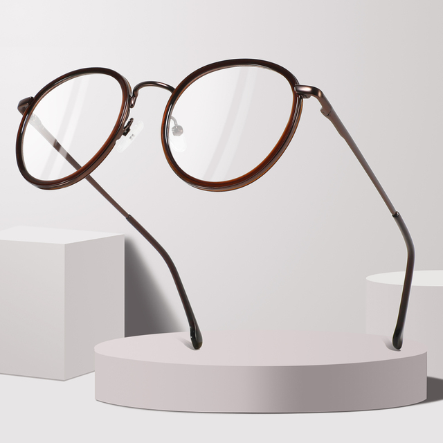 New Trendy High Quality Eyeglasses Fashion Round Frame Metal Reading Optical Eyewear Unisex