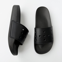 Sandales à glissière antidérapantes pour hommes avec strass, dessus en PVC amortissant pour usage extérieur, sandales à trous confortables
