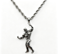 Collier pendentif musculation en acier inoxydable 316L - Bijou de fitness pour homme avec chaîne maille gourmette, prêt à offrir