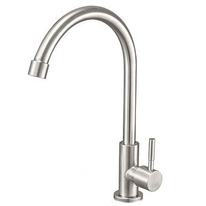 <span class=keywords><strong>Robinet</strong></span> de cuisine OEM Gourmet moderne à poignée unique et à un seul trou, en acier inoxydable brossé argenté, 2 en 1 - Product Image 1