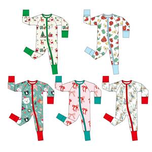 Fabrik ODM Bio-Bambus Baby-Strampler 2-Wege-YKK-Reißverschluss Cartoon-Druck Individuelle Farben für Säuglinge Kleinkinder Unisex Schlafanzüge - Product Image 1