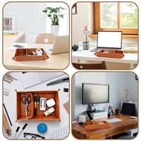 Plateau de rangement en cuir premium avec séparateur et porte-clés, organisateur de bureau pour clés, portefeuille, télécommande – Cadeau idéal pour papa – Vente flash