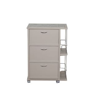MASLEGNO MAS256 Armoire en bois massif fiable, porte-bouteilles en fer, 3 portes, roulettes en plastique, poignées en fer, design moderne, élégant - Product Image 1