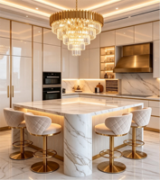 Dernier design de mobilier de chambre à coucher : Cadre de lit de villa, lit double de haute qualité, lit king size de luxe en velours, ensemble de salle à manger pour villa
