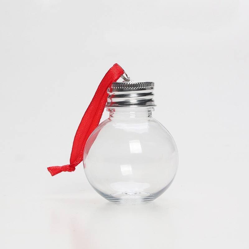 Clear/Transparent Ball juice bottle with silver cap