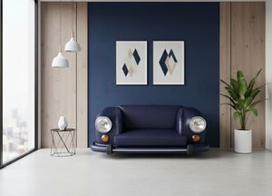Canapé en cuir d'inspiration automobile vintage avec design de phares classiques pour salon, hôtel, club, intérieur de maison, mobilier d'intérieur - Product Image 5