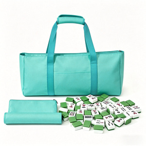 Ensemble de Mahjong Premium 166 tuiles blanches avec 1 grand sac et 2 sacs souples, sac de Mahjong américain portable bleu lac - Product Image 1