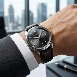 Montre classique en cuir personnalisée OEM Besseron pour homme, cadran vert, mouvement à quartz analogique, boîtier en acier inoxydable, usine de montres certifiée BSCI CE - Product Image 3