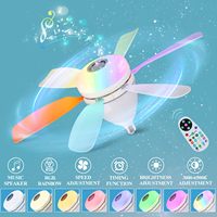 Kipas kipas langit-langit, bohlam kipas langit-langit bergerak rotasi, kepala rotasi elektrik, peredupan 360 putih Remote Control, kipas langit-langit E27 Modern dengan lampu