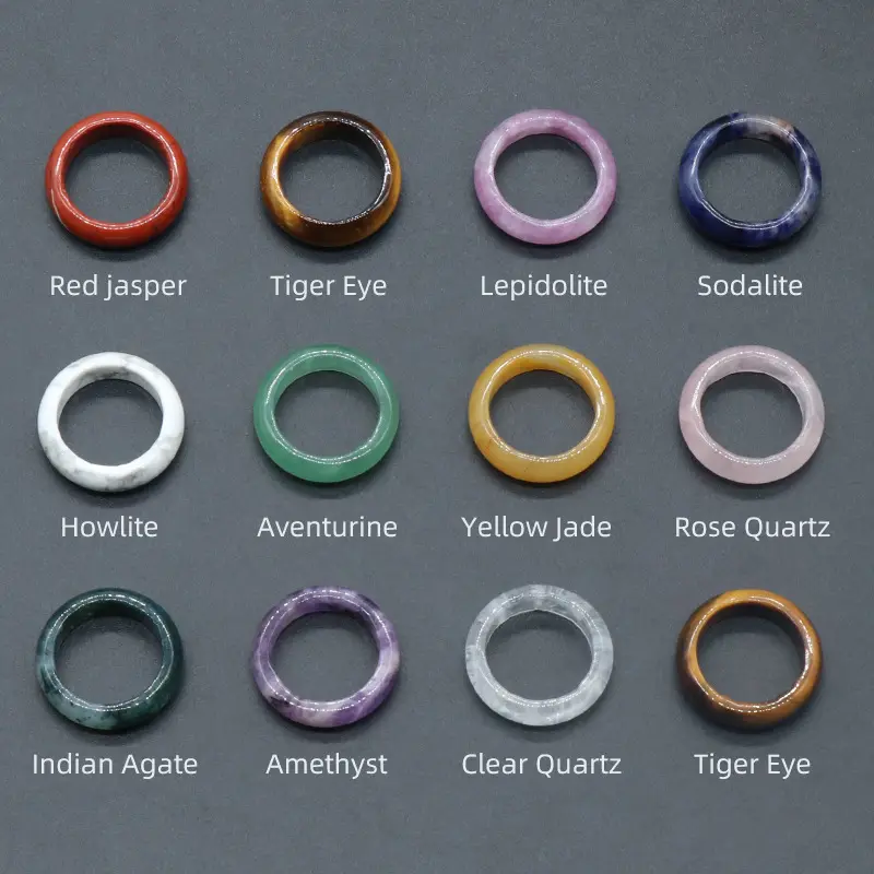 18 ~ 20Mm Natuursteen Ring Sieraden Aantrekkelijke Unisex Ring Sieraden Agaat Diverse Edelsteen Ringen Geschenken Voor Mannen Vrouwen