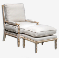 Fauteuil canapé en bois moderne en cuir du milieu du siècle fauteuil lounge relax et pouf