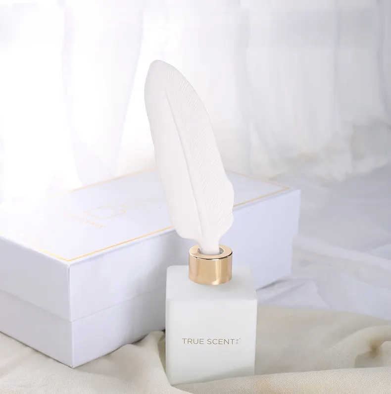 150ml Matt White Glass Bottle Ceramic Feather Reed Diffuser for Home Fragrance