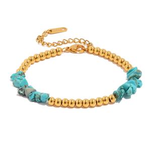 Bracelet en pierre naturelle plaqué or 18 carats, bracelet en acier inoxydable, ne se décolore pas, bijoux pour femmes - Product Image 1