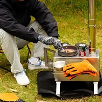 Réchaud de tente multi-scènes en acier inoxydable avec pieds pliables, plaque de cuisson supérieure détachable, portable, haute efficacité pour la chasse et la pêche