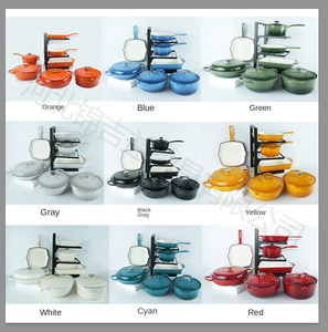 Klasik 11 adet emaye dökme demir tencere seti ile güveç kızartma tavası çok fonksiyonlu fırın güvenli tencere - Product Image 6