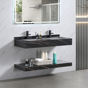 Mueble <span class=keywords><strong>cuadrado</strong></span> de 2 capas, mueble nórdico de lujo, para lavabo de baño - Product Image 3