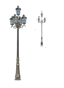 Farola Solar de Doble Cabezal Marrón con Diseño Ornamental para Jardín y Calle, IP66, Garantía de 10 Años - Product Image 2