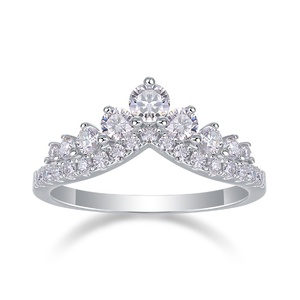 クイーンクラウンバンドリングプリンセスクラウンS925シルバーリングMoissaniteダイヤモンドゴールドメッキジュエリーウェディング女性用リング - Product Image 1