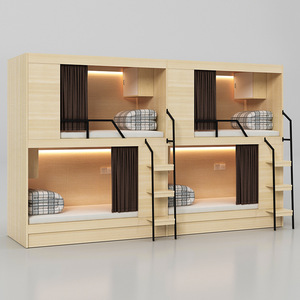Bunk Bed With <b>Desk</b> Underneath Solid Wood Storage <b>Space</b> <b>Saving</b> Dormitory Bed For Students And Staff - Product Image 3