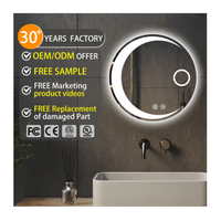 Miroir de salle de bain grossissant de luxe 24/36 pouces avec éclairage, anti-buée, motif LED, miroir intelligent pour hôtel avec lumière LED