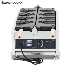 Заводская поставка: Новая многофункциональная коммерческая электрическая вафельница из нержавеющей стали (4 шт.) для приготовления тайяки с открытым верхом - Product Image 1