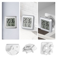 Fanju — horloge murale numérique pour salle de bain, grand écran LCD, étanche, avec température et humidité, décorative, thermomètre, douche