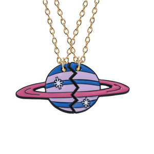 Collar con Colgante de Mejores Amigos, 2 Piezas, Collares de Rompecabezas de Planetas Esmaltados para Mujeres y Hombres, Joyería de Amistad para Parejas, Collares - Product Image 1