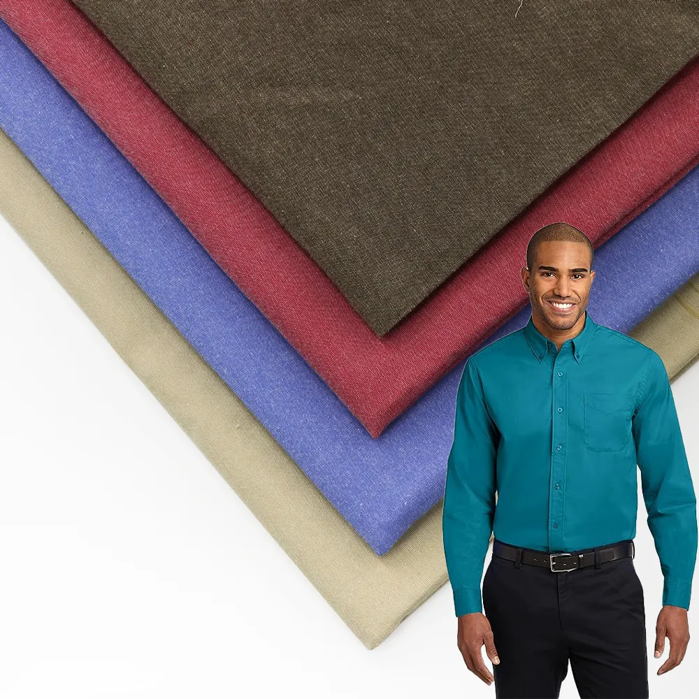 Günstige nachhaltige Garn gefärbte Stoff Polyester Baumwolle Uni Stoff tc Garn gefärbte Oxford Stoffe für Herren hemden
