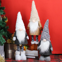 Kunstfell-Kegelmütze Grauer Filz-Gnom Duo Langbeinige Tomte-Puppe für Minimalistische Skandinavische Weihnachtsdekoration
