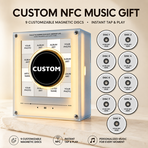 Nouveauté : Aimant de réfrigérateur personnalisé NFC avec lecteur CD et 9 CD intégrés, veilleuse décorative pour la maison avec fonction rotative, Merch Kpop - Product Image 1