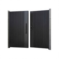 Porte verticale moderne en alliage d'aluminium, thermolaquée anti-décoloration, entrée sécurisée pour cours résidentielles et espaces extérieurs