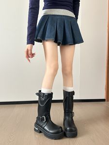 Nouvelles bottes longues à la mode, bottes de <span class=keywords><strong>moto</strong></span> rétro, bottes à talon haut, épaisses, antidérapantes - Product Image 5