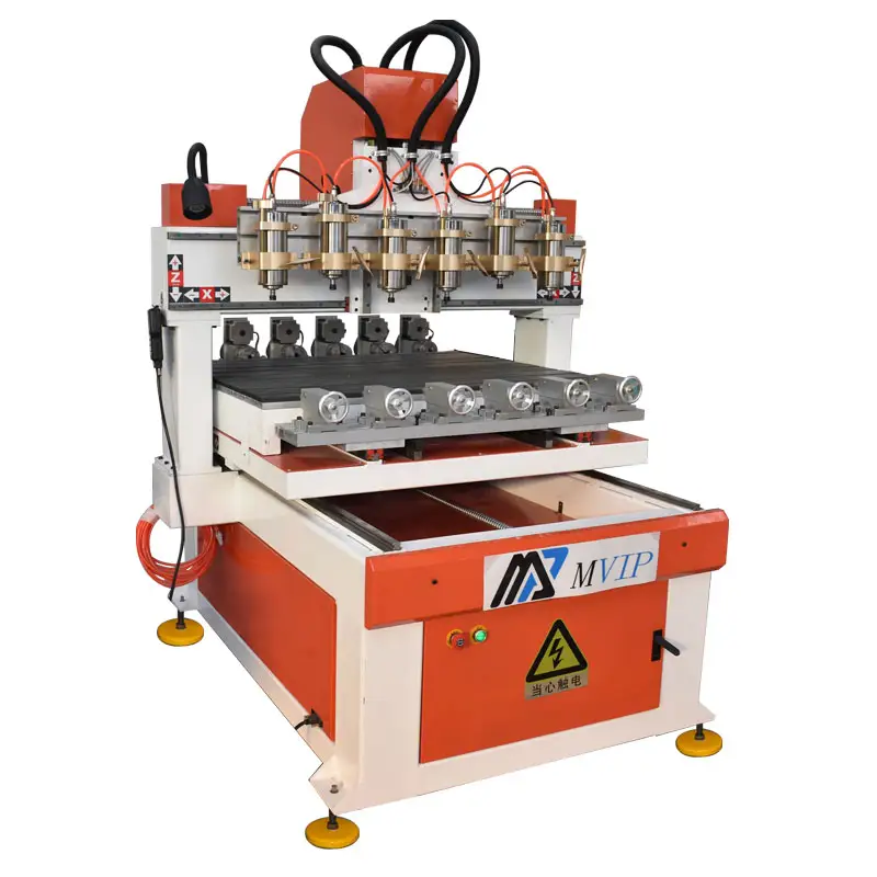 Multi Head Mini 3d Cnc Router Machine 6090 4 Axis Houtbewerking Machine Met 6 Spindels