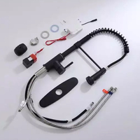 Robinet de cuisine moderne à poignée unique avec capteur automatique - Noir mat, douchette extractible, céramique, SUS304, mitigeur d'eau LED, économie d'énergie
