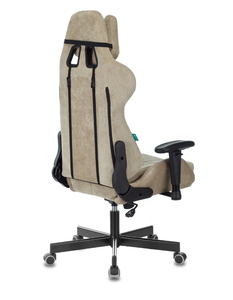 Silla de Oficina Ergonómica de Acero con Tapicería de Alcántara y Gamuza, Brazos Ajustables en 2D, Silla de Juego Marrón con Reposacabezas en Forma de U - Product Image 4